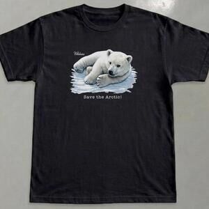 Save The Arctic Black Cotton T Shirt
